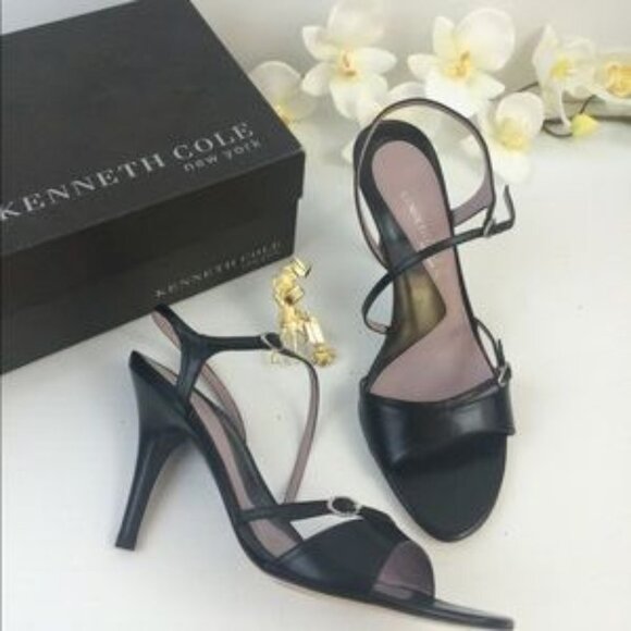 NEW! Kenneth Cole Black Strappy Sandal Heel Sz 7.5 - Picture 2 of 8